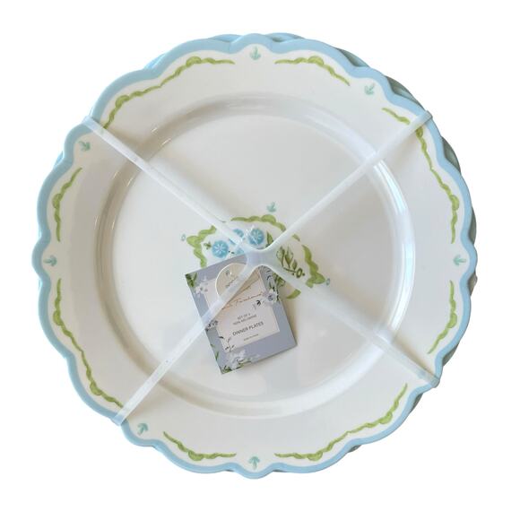 Lillian August French Farmhouse Floral Melamine Dinner Set of 8 Blue Green New - Picture 3 of 15